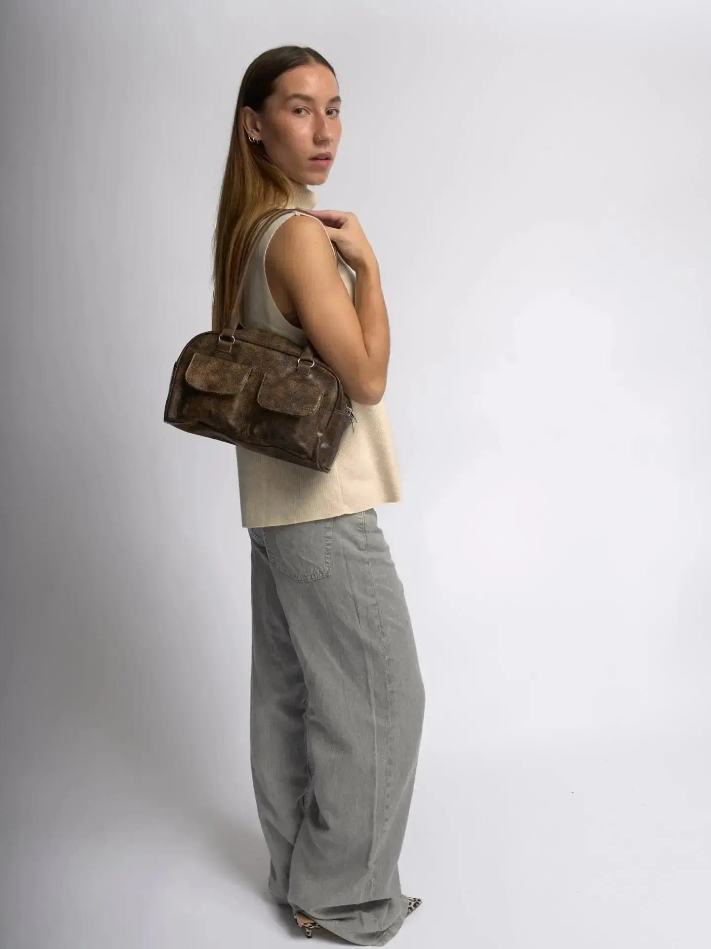 Sleek Distressed Leather Carry