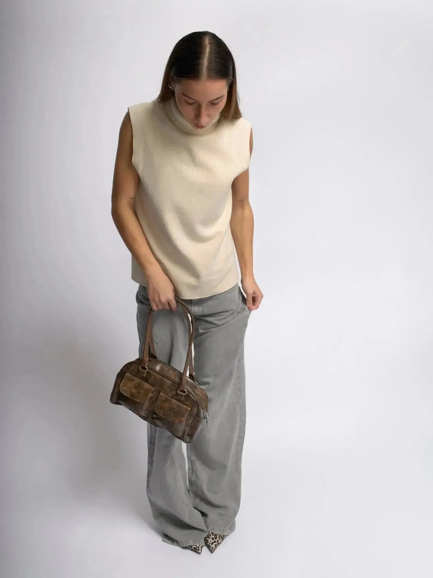 Sleek Distressed Leather Carry